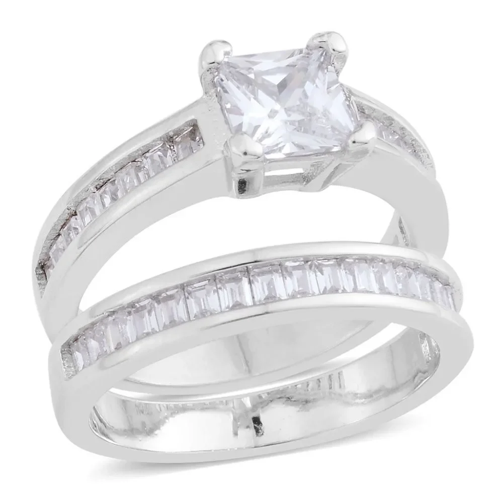 Wedding Rings Set Simulated Diamond